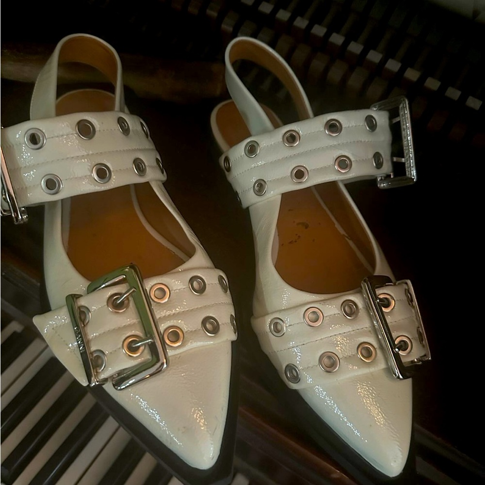 GANNI FLATS NWOT size 37 CURRENT SEASON #patent #slingback #flats #2023 #ballet